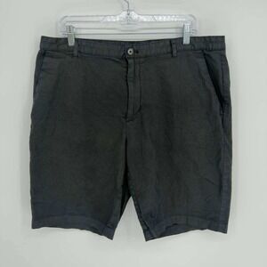 Calvin Klein Men's Black Herringbone Textured Flat Front Chino Shorts Size 38